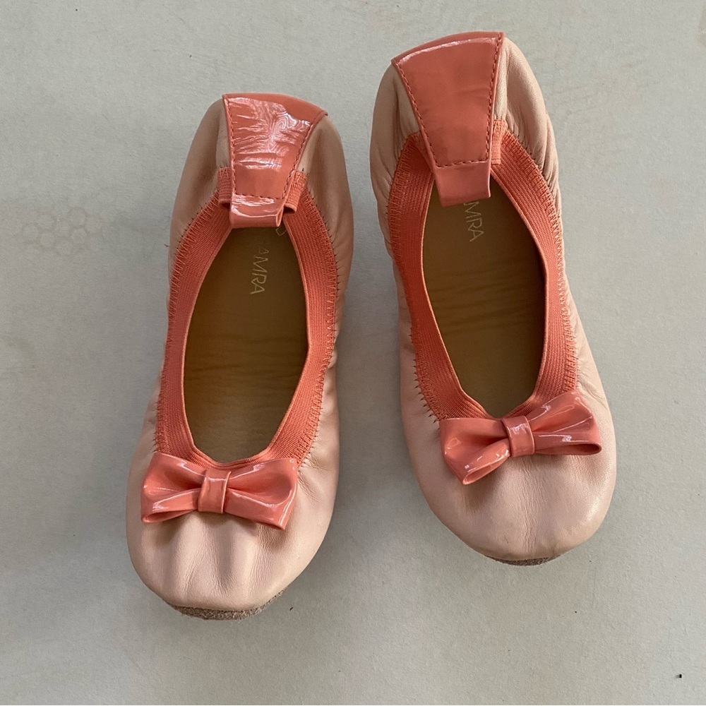 Yosi Samra Girl’s Powder Pink Sugar Melon Bow Ballet Flats